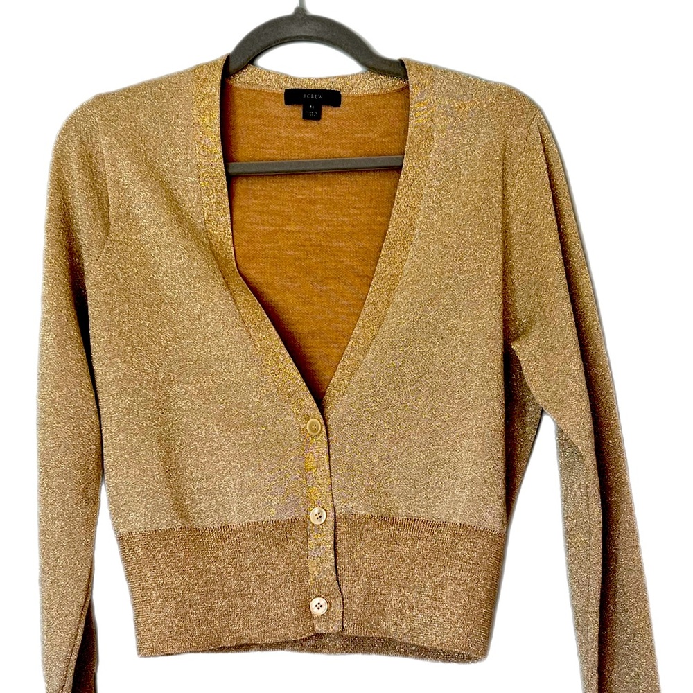 J. Crew Metallic Gold Cardigan